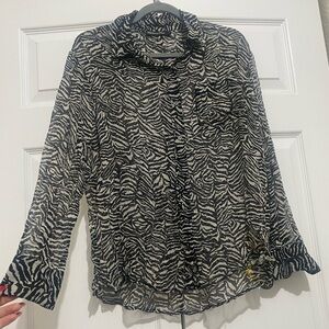 Estelle and Finn Elegant Sheer Animal Print Blouse